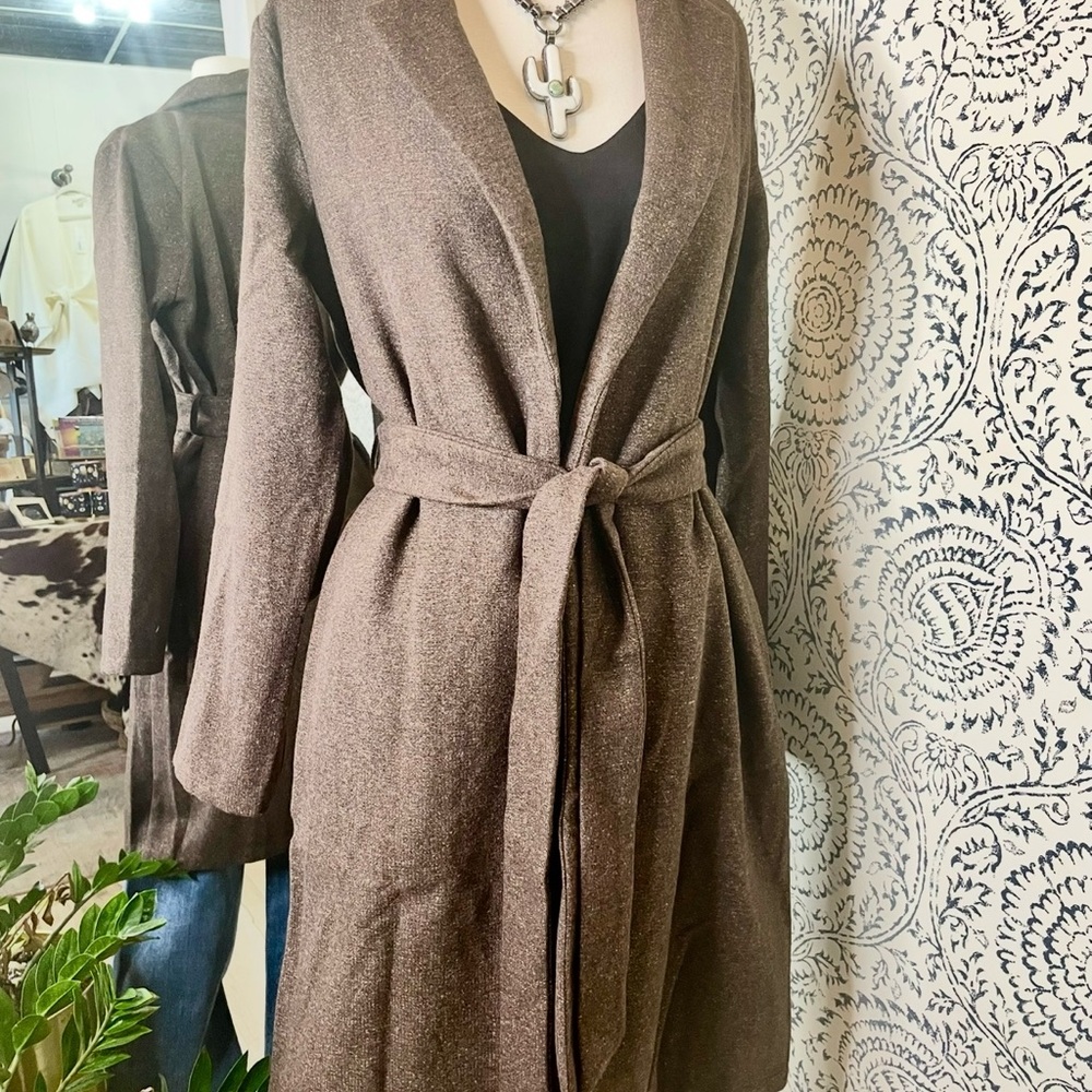 Hem and Thread Brown Belted Coat